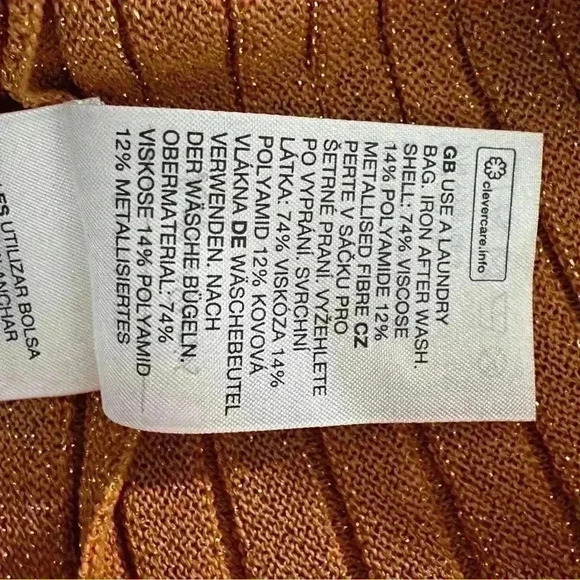 & Other Stories Autumn Fall Gold Glitter Ribbed Dress | Gold Brown Orange | SZ S - Picture 12 of 12